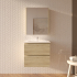 600mm White Oak MDF Bathroom Vanity 2 Drawers Wall Hung Cabinet Only 