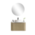 600*460*400mm Bur Oak Round Edge Grooved Wall Hung Vanity Cabinet Only Soft Closed Single Drawer