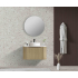 600*460*400mm Bur Oak Round Edge Grooved Wall Hung Vanity Cabinet Only Soft Closed Single Drawer